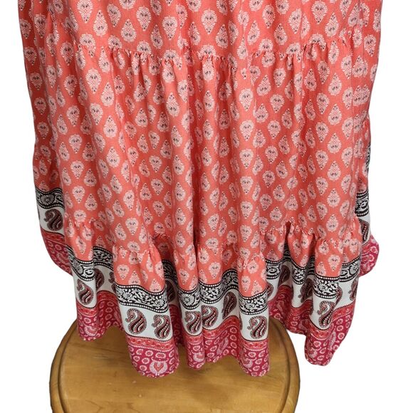 Beach Lunch Lounge Womens Medium Skylar Tie Shoulder Dress Coral Multi Paisley - Picture 5 of 11
